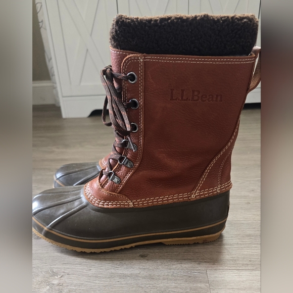 Mens LL Bean Brown Duck/Snow Boots Size 12 - Picture 5 of 13